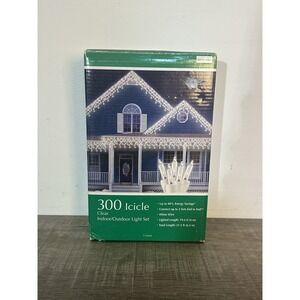 300 Icicle Lights Clear Light Set Indoor Outdoor 21.5 Ft